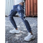 Pánske jogger riflové nohavice modrej STREET