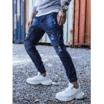 Pánske jogger riflové nohavice tmavo modré STREET