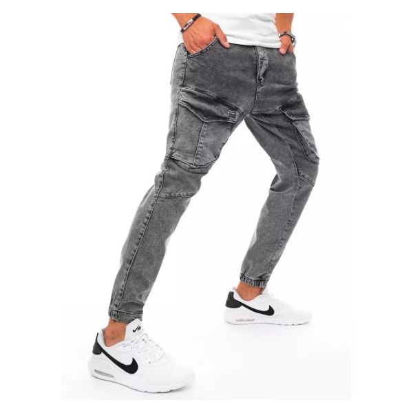 Pánske riflové jogger nohavice šedé