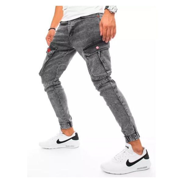 Pánske riflové jogger nohavice svetlo šedej DENIM