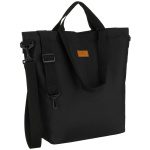 Veľká čierna dámska taška shopper z polyesteru s vonkajším vreckom a odnímateľným popruhom