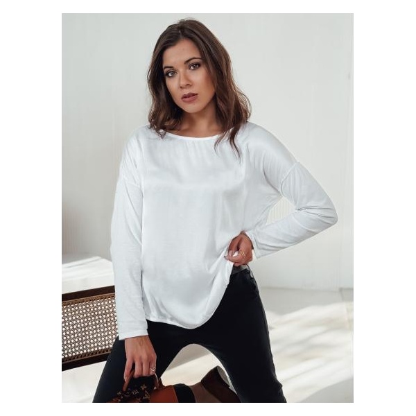 Dámska blúzka oversize SILKINEA s príveskom biela