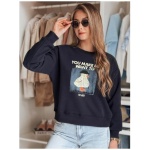 Dámska blúzka oversize s potlačou GOOSHY tmavomodrá