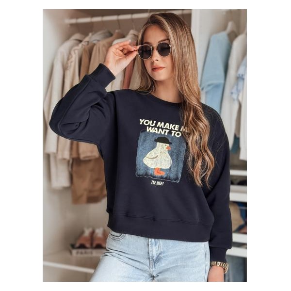 Dámska blúzka oversize s potlačou GOOSHY tmavomodrá