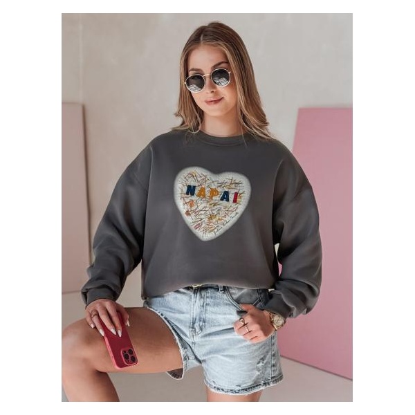 Dámska oversize mikina so srdcom SERDUCHOVA grafitová