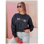 Dámska oversize mikina tie-dye s motýly SPARKI tmavo modrá