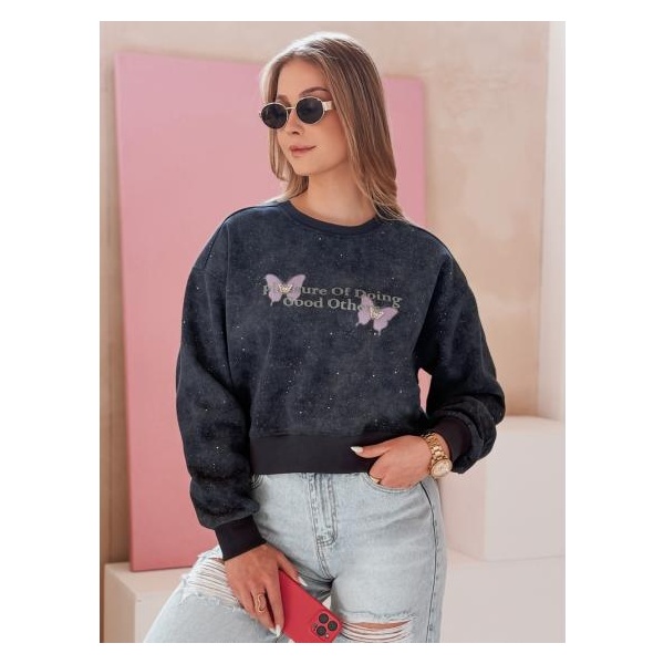 Dámska oversize mikina tie-dye s motýly SPARKI tmavo modrá