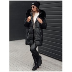Dámska zimná bunda FROSTYFIT prešívaná s kapucňou čierna