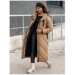 Dámska zimná dlhá prešívaná bunda s kapucňou STREETFIT Beige