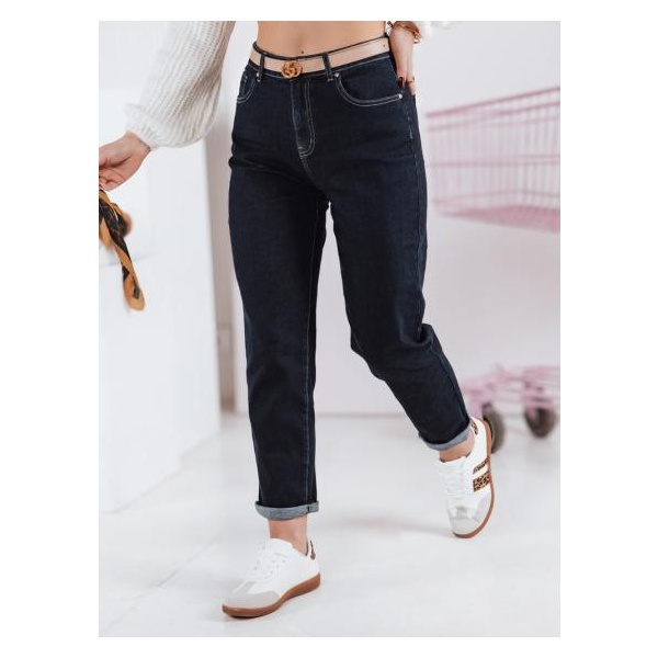 Dámske džínsové nohavice mom fit STRAIGHTY tmavomodré