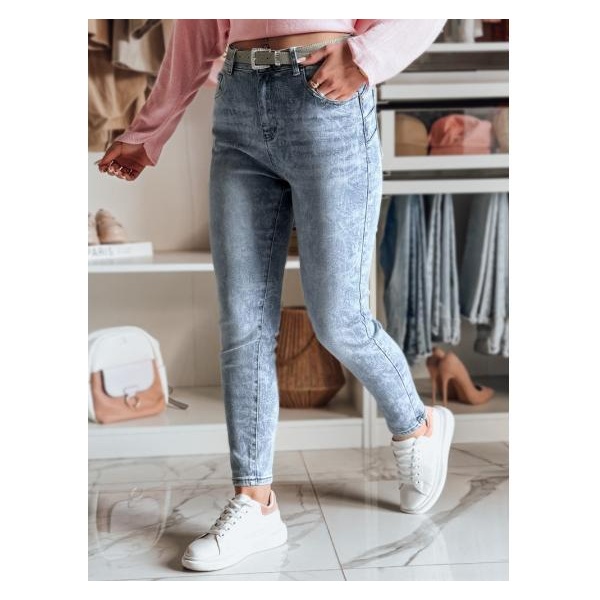 Dámske džínsové nohavice slim fit s opaskom BOTANIDA modrá