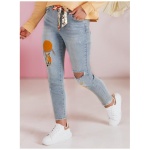 Dámske džínsové nohavice slim fit s opaskom GIRLHOOD modré