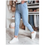 Dámske nohavice slim fit s opaskom TAIRONIK modré