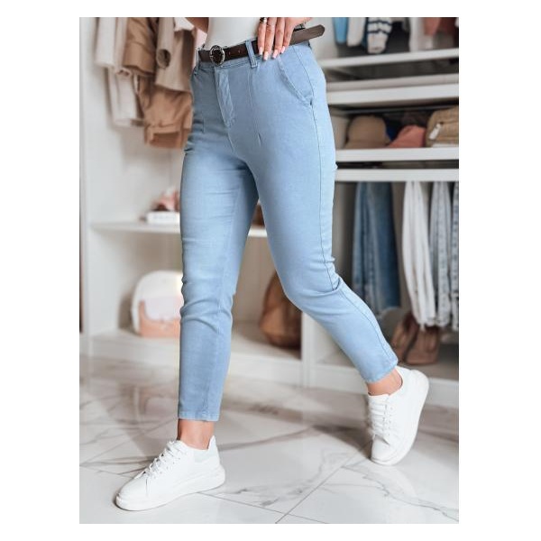 Dámske nohavice slim fit s opaskom TAIRONIK modré