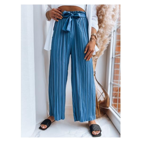 Dámske plisované nohavice RUFFLES modré