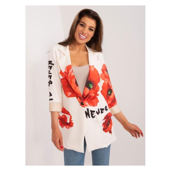 Dámske sako s kvetinovou potlačou MARA krémové