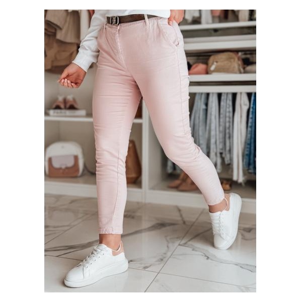 Dámske slim fit nohavice s opaskom LINESKA ružové