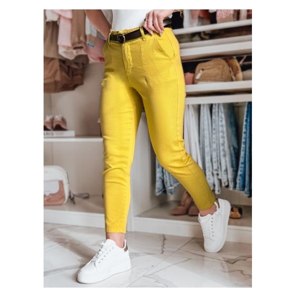 Dámske slim fit nohavice s opaskom TAIRONIK horčicové