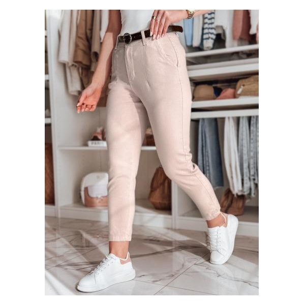 Dámske slim fit nohavice s opaskom TAIRONIK ružová