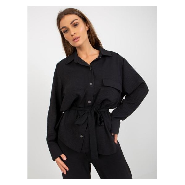 Dámske tričko oversize s golierom DANIELA čierna
