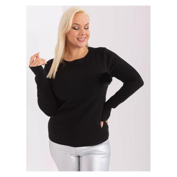 Dámsky plus size sveter z viskózy TEA čierny