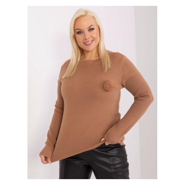 Dámsky plus size viskózový sveter WEO hnedý