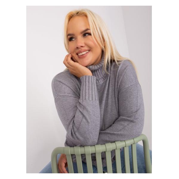 Dámsky sveter s rolákom plus size ENA sivá