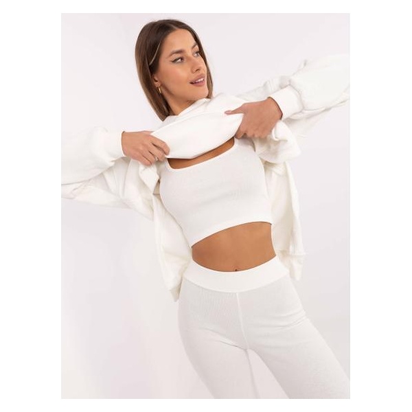 Ecru trojdielna súprava s oversize mikinou