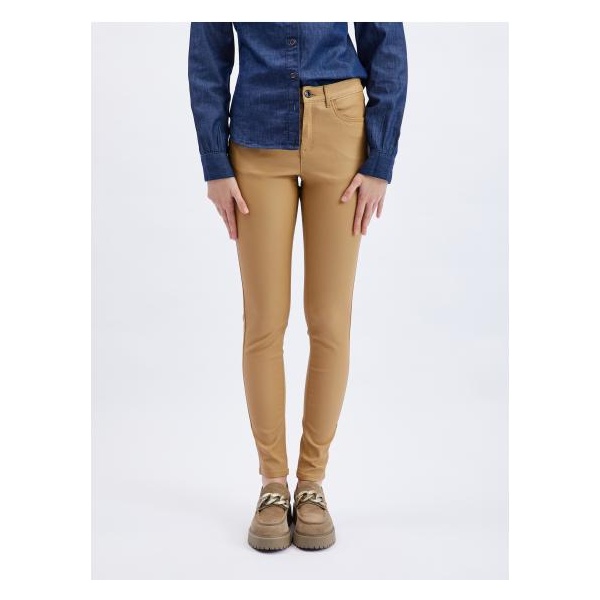 Hnedé dámske nohavice skinny fit