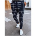 Pánske kockované nohavice chinos SIMPLY tmavo modré