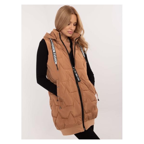 Svetlohnedá prešívaná vesta na zips
