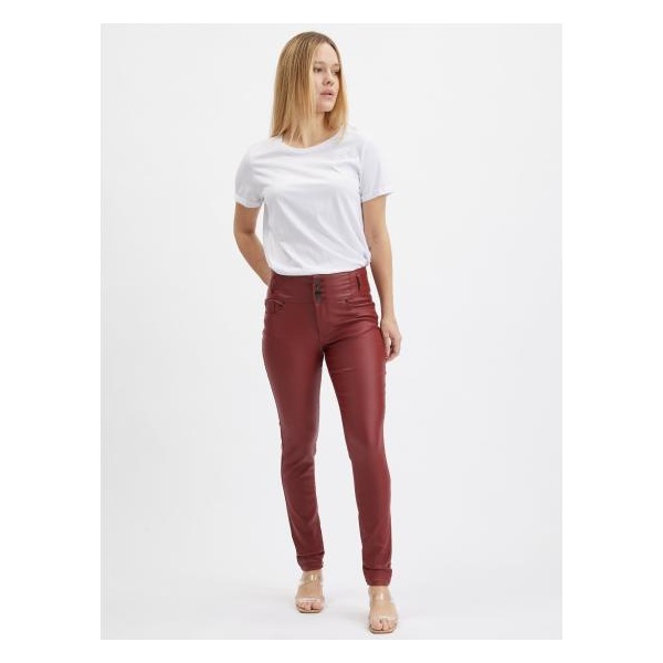 Vínové dámske nohavice skinny fit