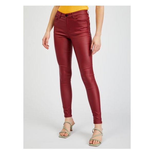 Vínové dámske nohavice skinny fit