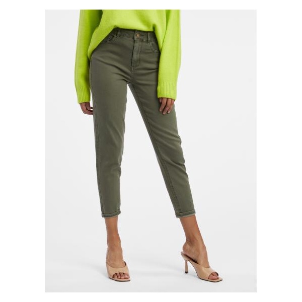 Zelené dámske džínsy slim fit strihu