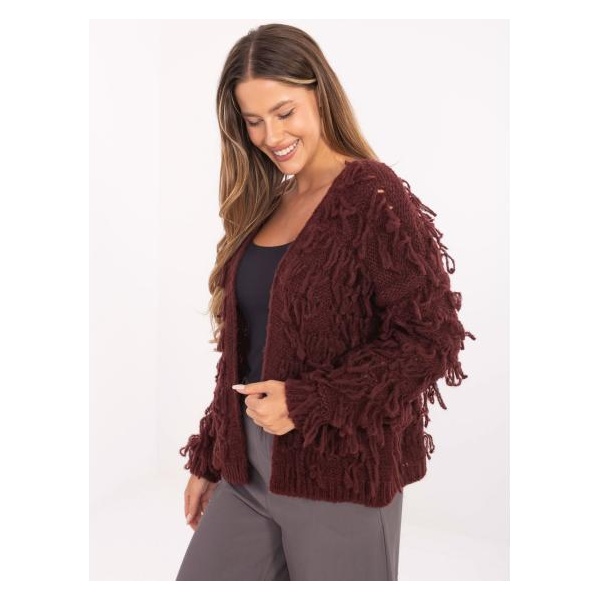 Burgundský kardigán v štýle boho RUE PARIS