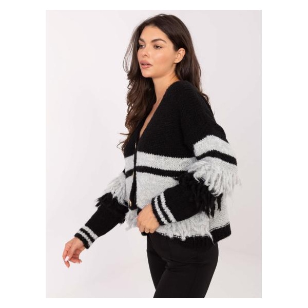 Čierno-sivý kardigán s pruhmi
