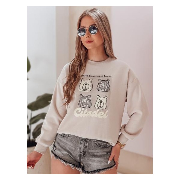 Dámska oversize mikina s medvedíkmi MISOBEARS béžová
