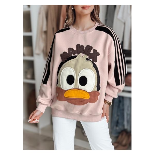 Dámska oversize mikina s nášivkami CUTE MAKEX ružová