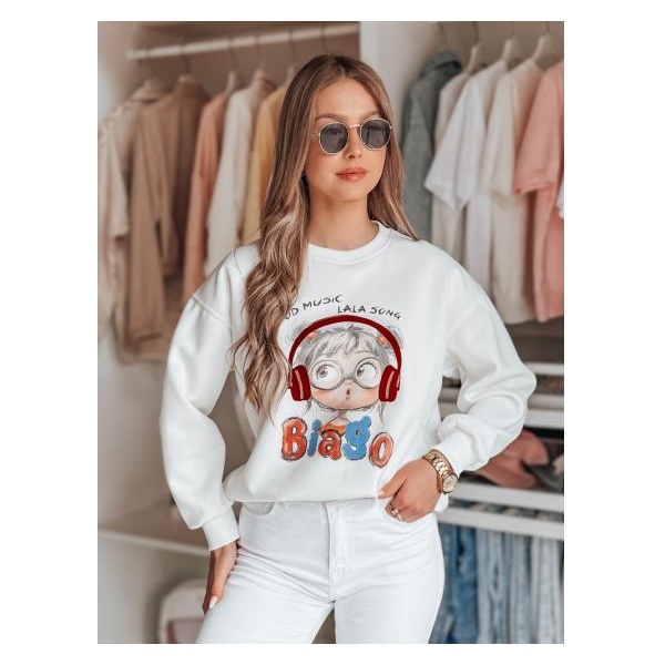 Dámska oversize mikina s potlačou LALA VIBE biela