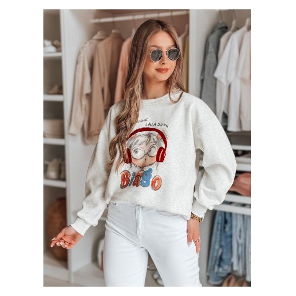 Dámska oversize mikina s potlačou LALA VIBE šedá