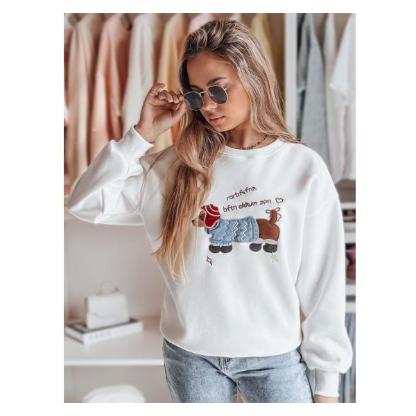 Dámska oversize mikina s výšivkou DOGSWEETY biela