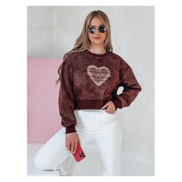 Dámska oversize mikina tie-dye so srdcom DESSER vínová