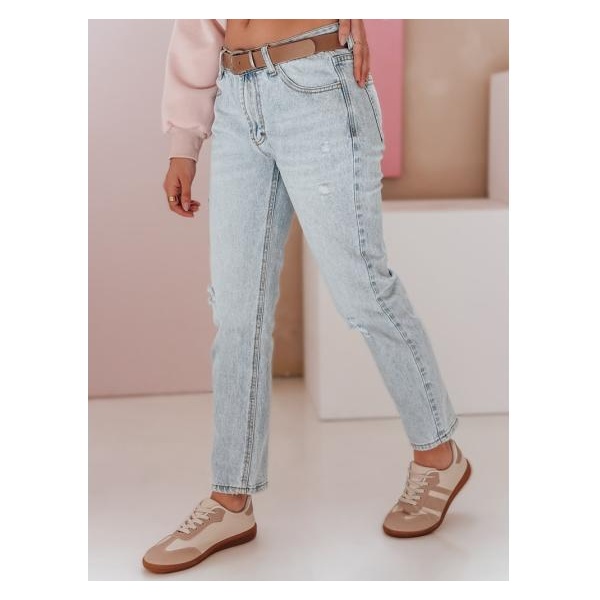 Dámske džínsové nohavice slim fit s opaskom SLIMLEN modrá