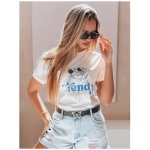 Dámske tričko oversize s potlačou TRENDY BUNNY biele