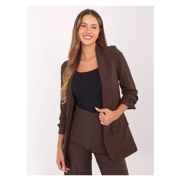 Hnedá elegantná bunda s kamienkami