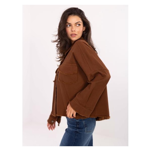 Hnedá oversized džínsová bunda RUE PARIS