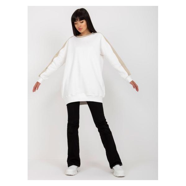 Biela a béžová basic oversized mikina RUE PARIS