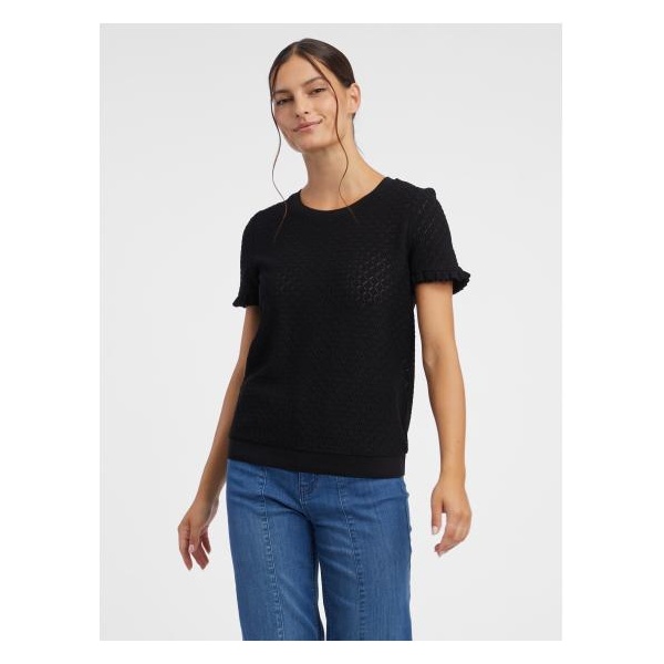 Čierna dámska vzorovaná pletená košeľa