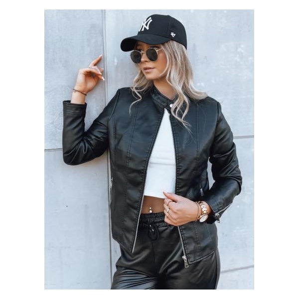 Dámska kožená bunda TRENDY FUSION čierna