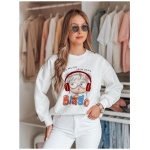 Dámska oversize mikina s potlačou LALA VIBE biela